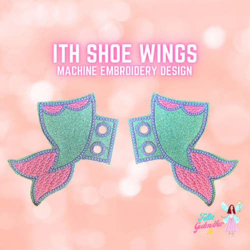Mermaid Tail Shoe Wings ITH Design