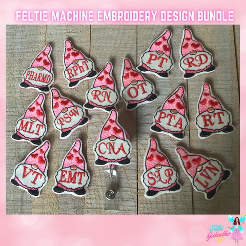Healthcare Valentines Gnome 15 Feltie Design Bundle