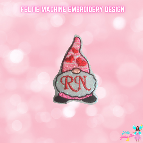 RN Registered Nurse Valentines Gnome Feltie Design