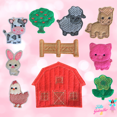 Barn Farm Animals Quiet Play 4x4 Embroidery ITH Design
