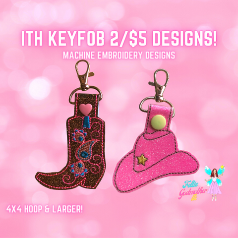 2 for $5 Western ITH Keyfob Designs