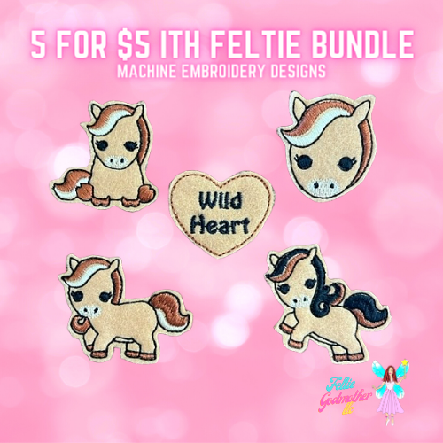 Ponies Horses 5 for 5 Feltie ITH Design Bundle