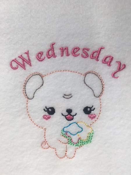 Pug Chores Days of the Week Embroidery Designs
