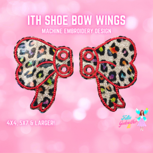 Shoe Bow Wings ITH Design