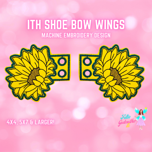 Shoe Sunflower Wings ITH Design