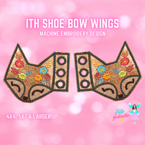 Floral Fox Shoe Wings ITH Design