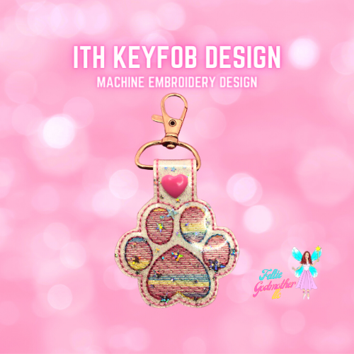 Paw Print ITH Keyfob Design