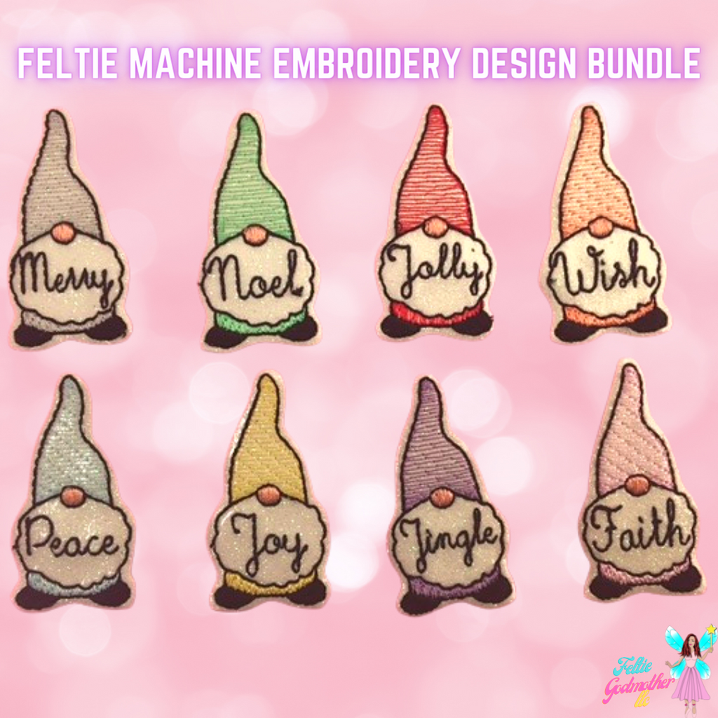 8 Christmas Wish Gnomes Feltie Design Bundle