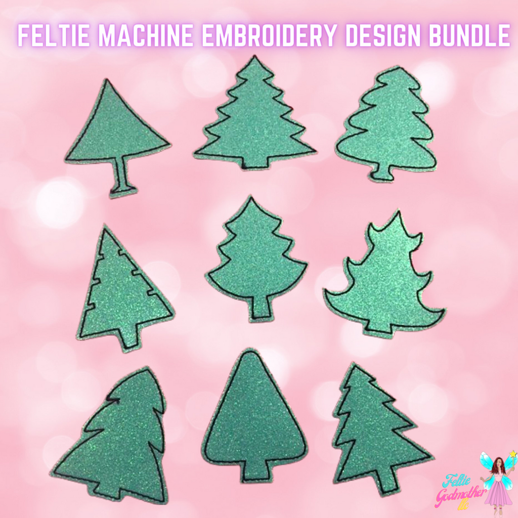 9 Christmas Tree Feltie Design Bundle