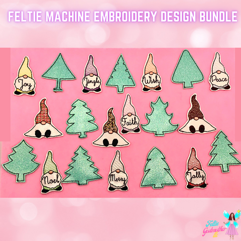 20 Gnome Christmas Feltie Design Bundle