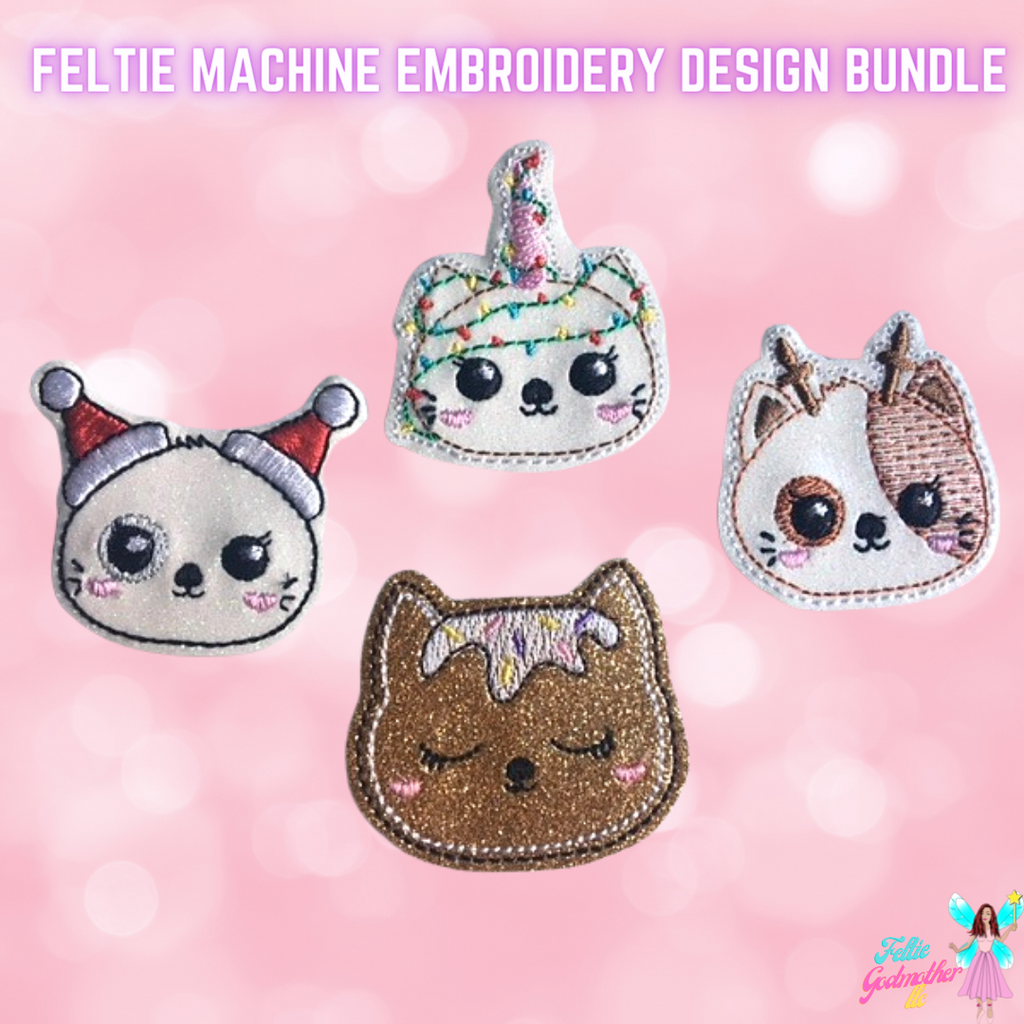 Christmas Kitty 4 Feltie Design Bundle