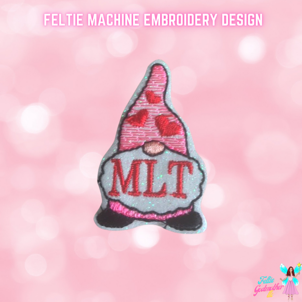 MLT Medical Library Technician Valentines Gnome Feltie Design