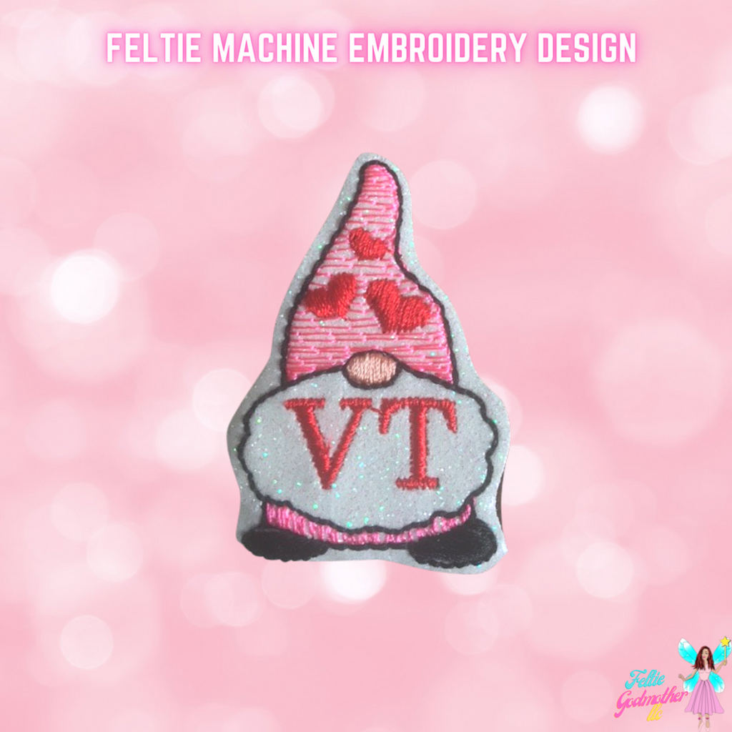 VT Vet Tech Valentines Gnome Feltie Design
