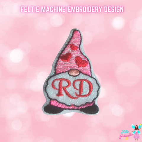 RD Registered Dietician Valentines Gnome Feltie Design