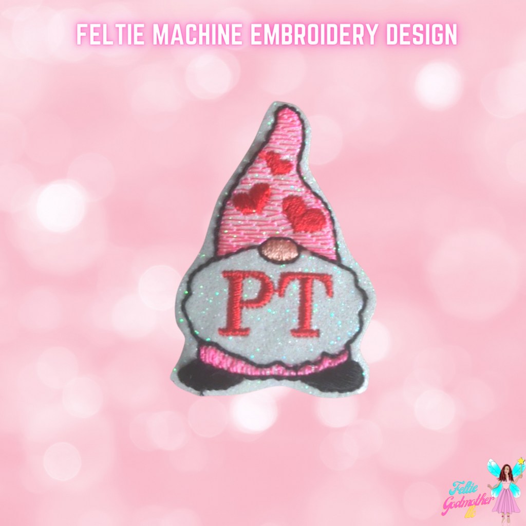 PT Physical Therapist Valentines Gnome Feltie Design