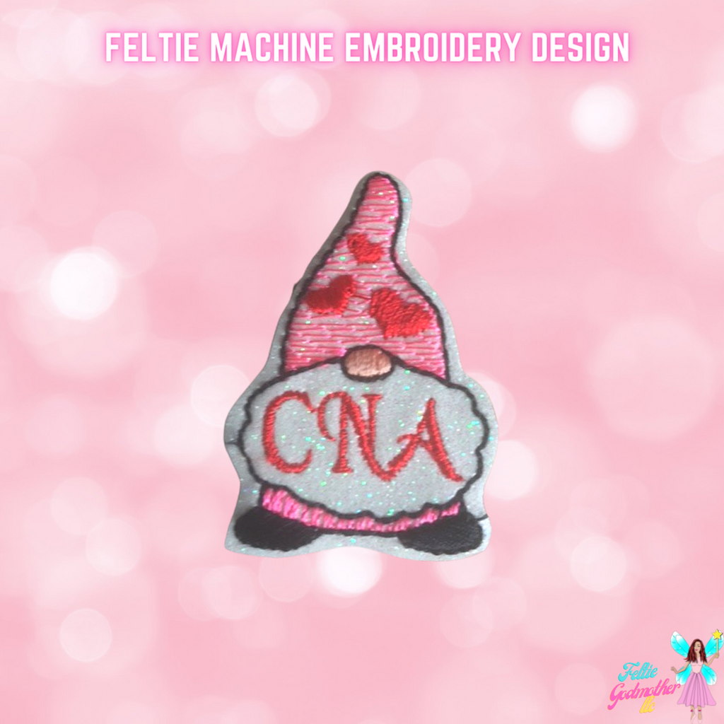 CNA Certified Nurse Assistant Valentines Gnome Feltie Design