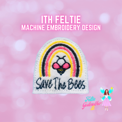 Save The Bees Rainbow Feltie Design
