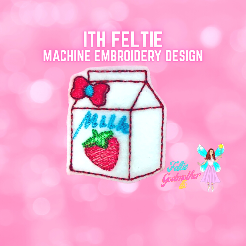 Strawberry Milk Feltie Design