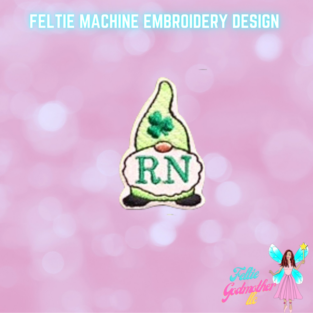 RN Registered Nurse St Patricks Day Gnome Feltie Design