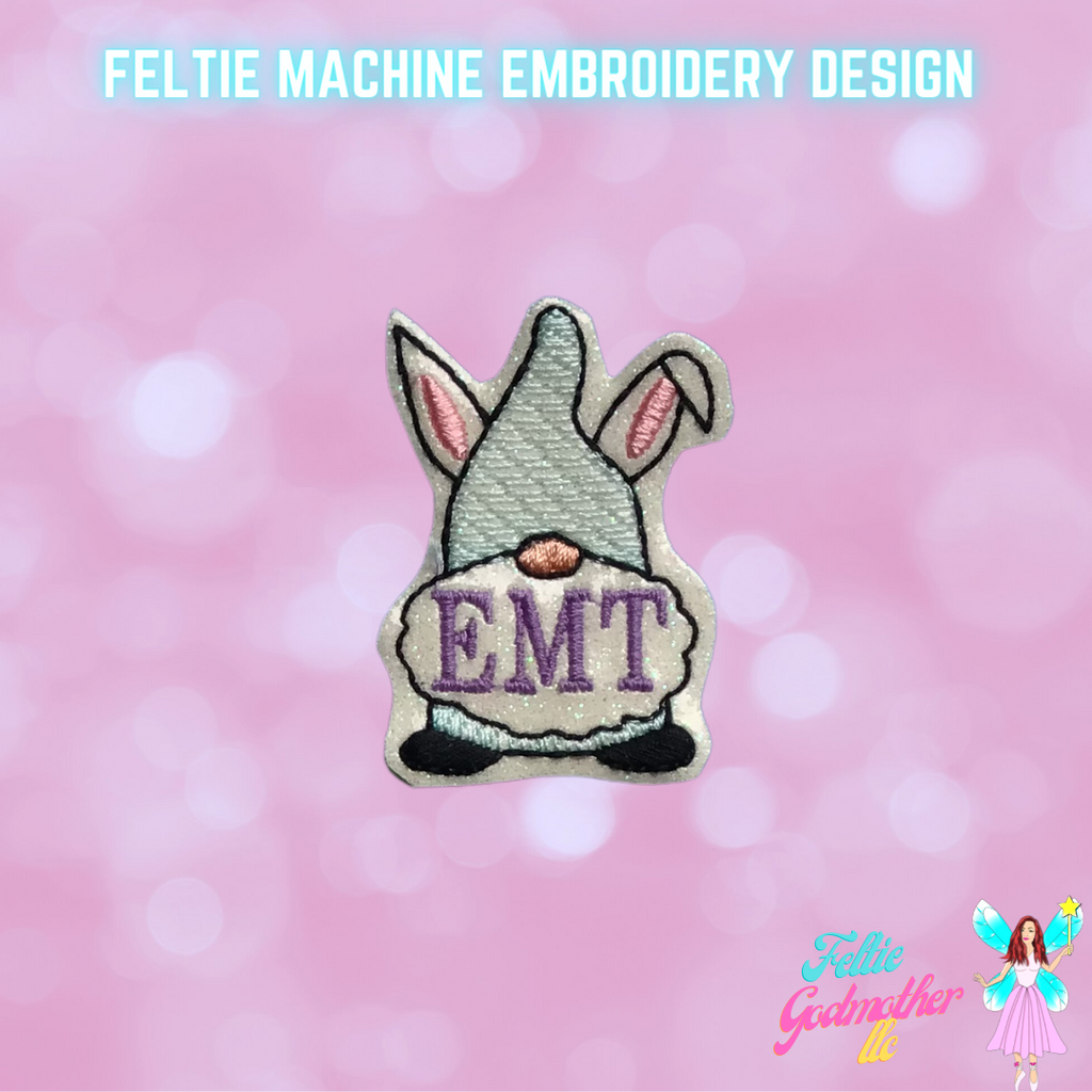 EMT Emergency Medical Technician Easter Gnome Feltie Design