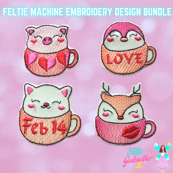 Valentine Mugs 4 Feltie Design Bundle