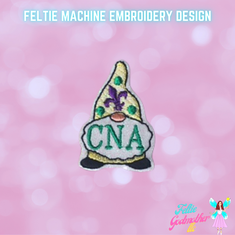 CNA Certified Nurse Assistant Mardi Gras Gnome Feltie Design