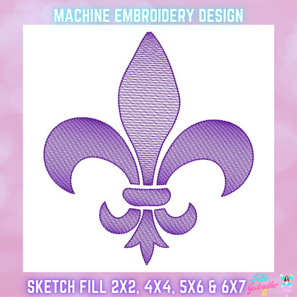 Sketch Fill Fleur De Lis Mardi Gras Machine Embroidery Design