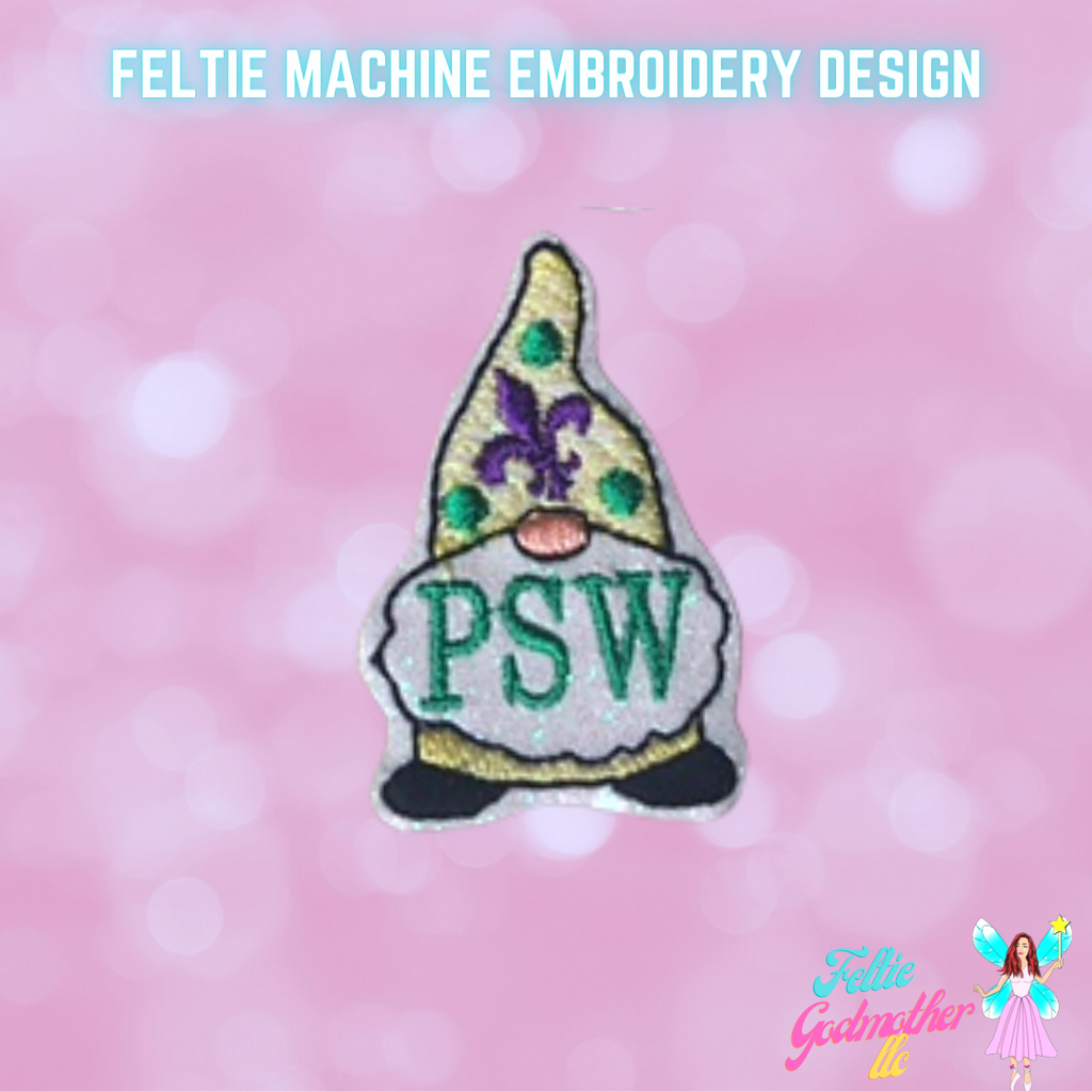 PSW Personal Support Worker Mardi Gras Gnome Feltie Design