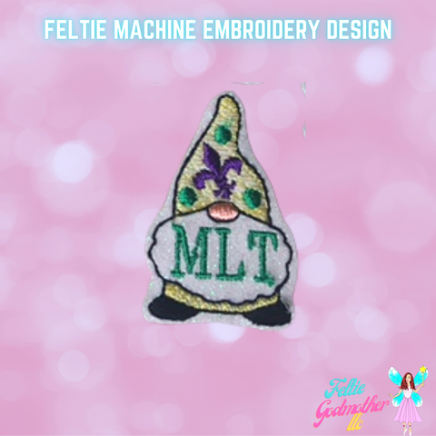 MLT Medical Library Technician Mardi Gras Day Gnome Feltie Design