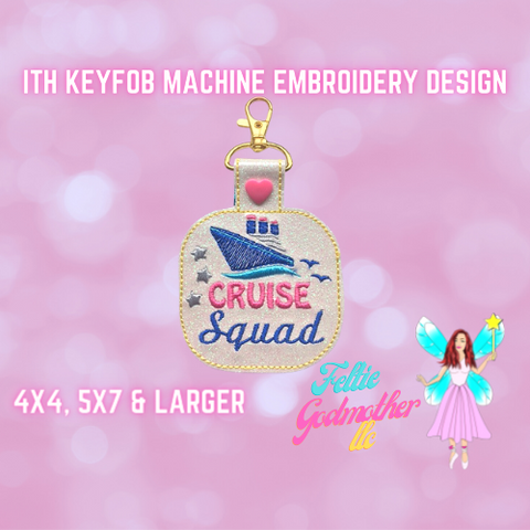 Cruise Squad 4x4 5x7 Keyfob Embroidery Design