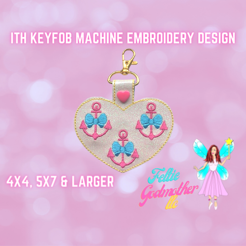 Heart Anchors 4x4 5x7 Keyfob Embroidery Design