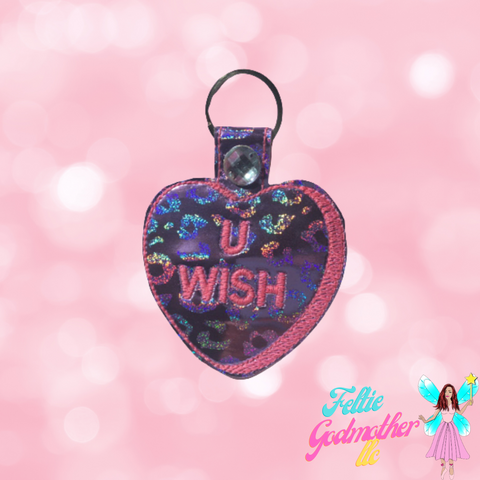 Candy Heart Key Fob Machine Embroidery Design - Feltie Godmother llc