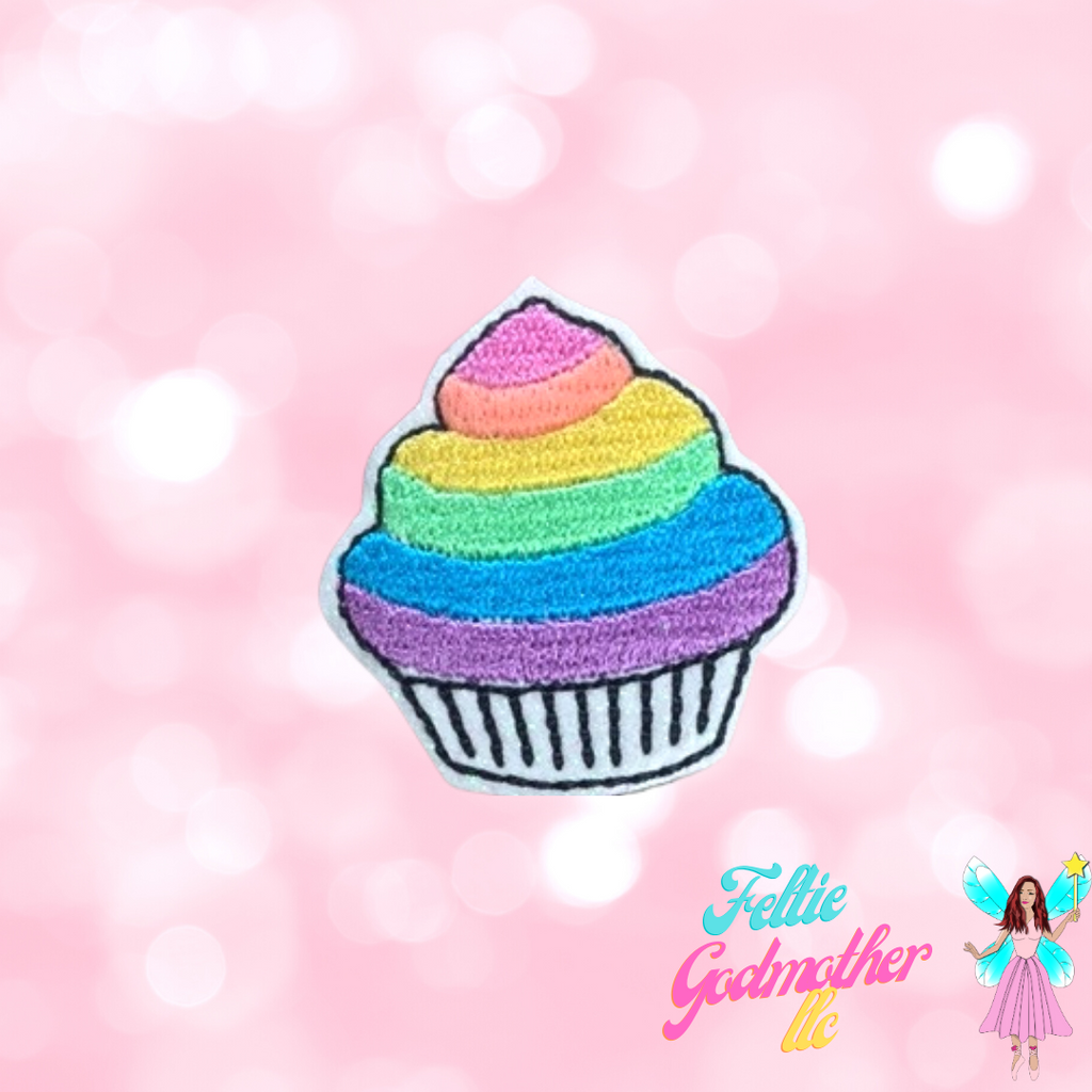 Rainbow Cupcake Feltie Machine Embroidery Design - Feltie Godmother llc