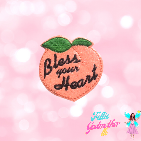 Bless Your Heart Peach Feltie Design