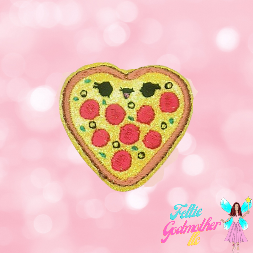 Pizza Heart Feltie Machine Embroidery Design - Feltie Godmother llc