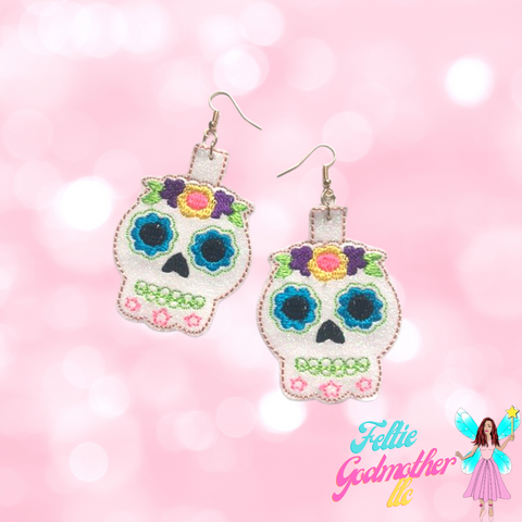 Sugar Skull 4x4 ITH Earrings Embroidery Design