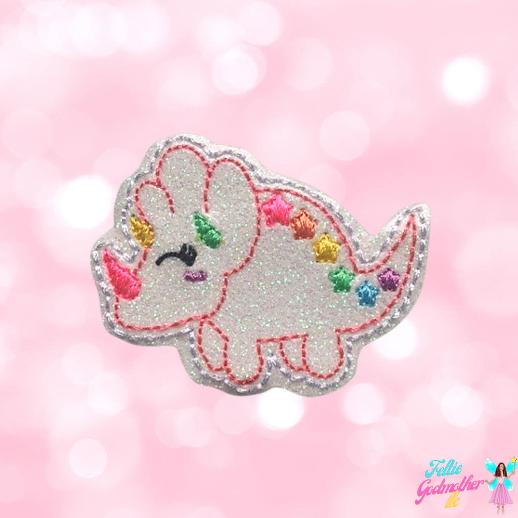 Rainbow Dinosaur Feltie Machine Embroidery Design