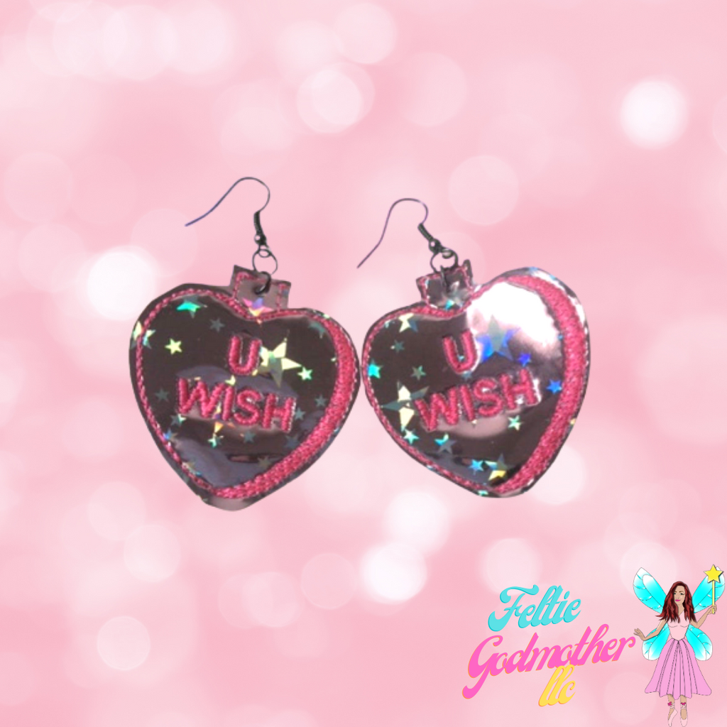 Candy Heart Earrings  Machine Embroidery Design - Feltie Godmother llc