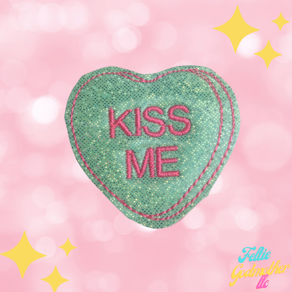 Kiss Me Candy Heart Feltie Design - Feltie Godmother llc