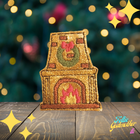 Christmas Fireplace Feltie Machine Embroidery Design - Feltie Godmother llc