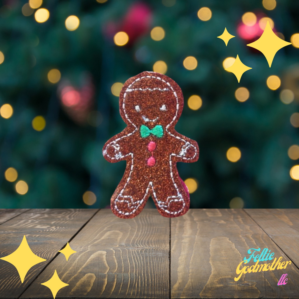 Gingerbread Man Feltie Machine Embroidery Design - Feltie Godmother llc