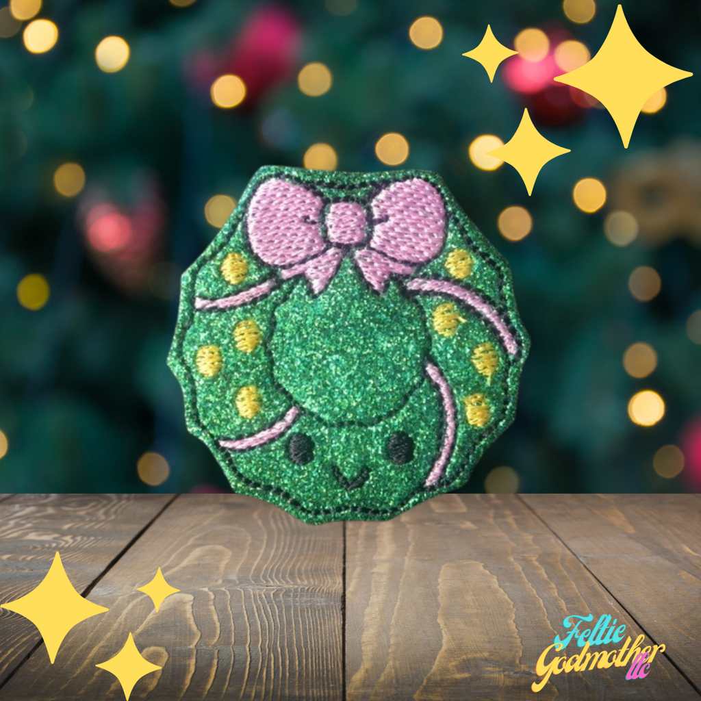 Christmas Wreath Feltie Machine Embroidery Design - Feltie Godmother llc