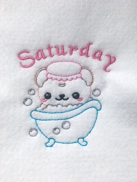 Pug Chores Days of the Week Embroidery Designs